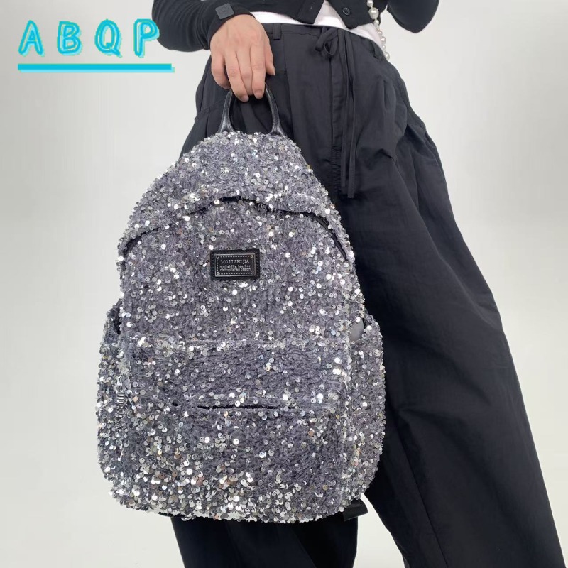 Xl Luxury Bags - ใหม่ กระเป๋าเป้สะพายหลังผู้หญิงประดับเลื่อม แบรนด์หรู กระเป๋าเป้สะพายหลังผู้หญิงแบบมีเลื่อมเงา ความจุขนาดใหญ่ กระเป๋าเป้สะพายหลังสำหรับเดินทางเพื่อการพักผ่อนที่ทันสมัย