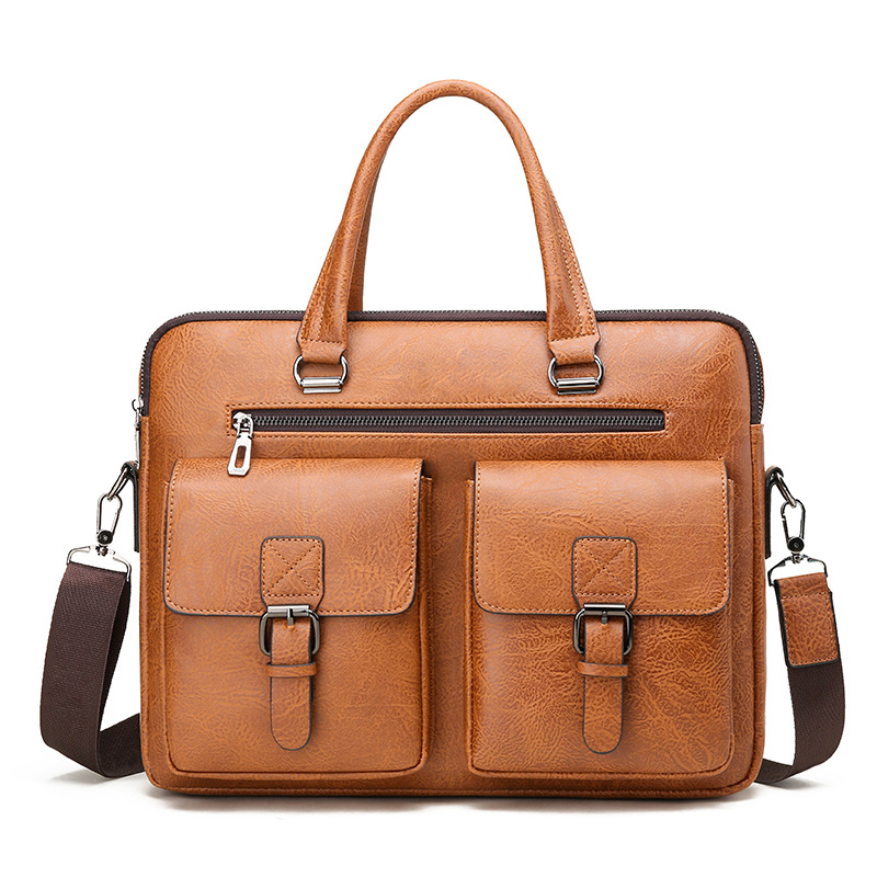 Luxury Bags Quality - กระเป๋าใส่เอกสารทางธุรกิจของผู้ชายแบรนด์หรูกระเป๋าใส่เอกสารหนังหนัง PU กระเป๋าสะพายไหล่กระเป๋าอาหารกลางวันสำนักงานสำหรับแล็ปท็อป A4ไฟล์สำหรับผู้ชาย