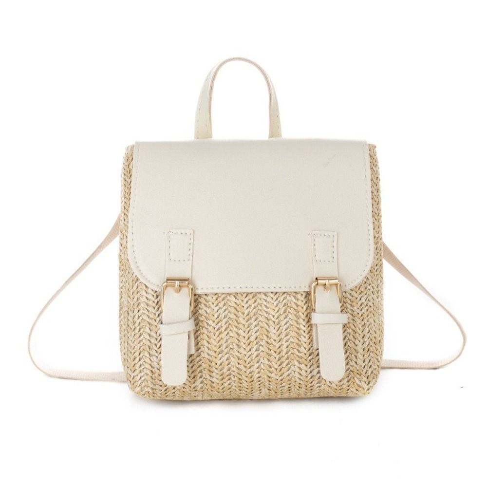 Luxury Bags Designer - กระเป๋าอเนกประสงค์หนัง PU กระเป๋าเป้สะพายหลังฟางดีไซน์ย้อนยุคดูหรูหรากระเป๋าสะพายสไตล์วินเทจหรูหรากระเป๋าเป้สะพายหลังผู้หญิงแฟชั่น
