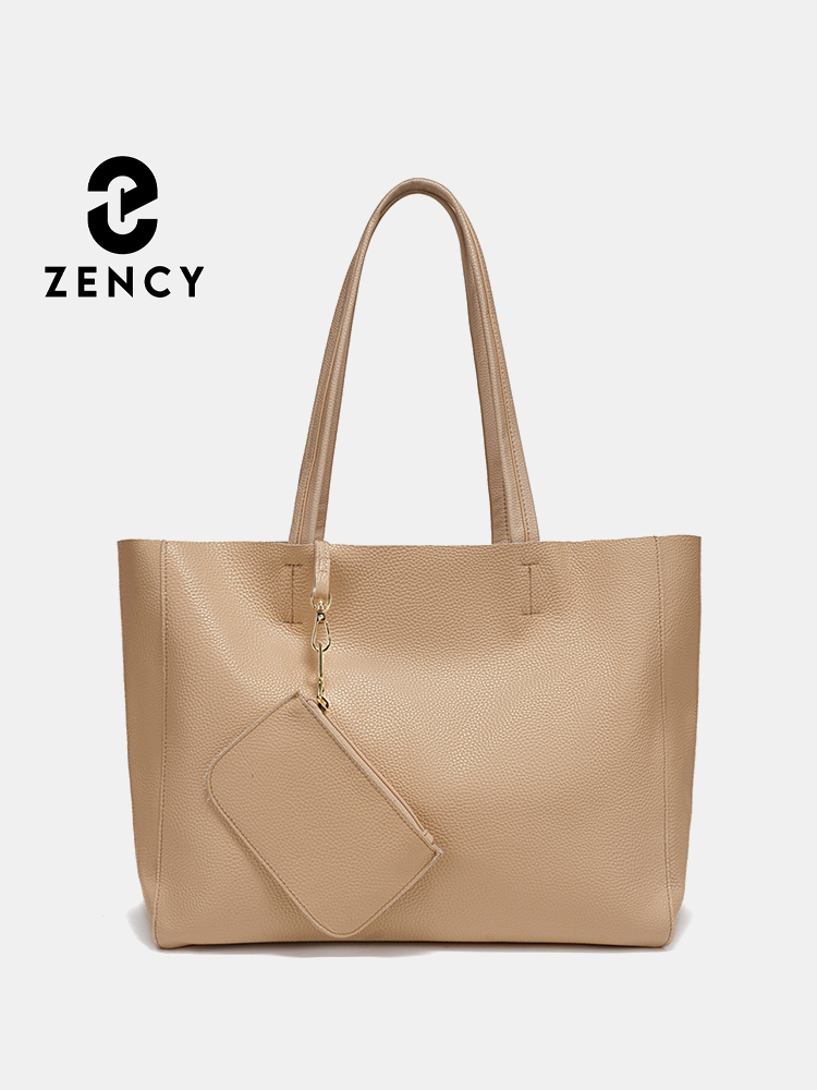 Luxury Bags Quality - กระเป๋าถือขนาดใหญ่หนังแท้ Zency กระเป๋าชายหาดสุดหรูสำหรับผู้หญิง พร้อมซิปสำหรับใส่เอกสาร A4 กระเป๋าทำงาน