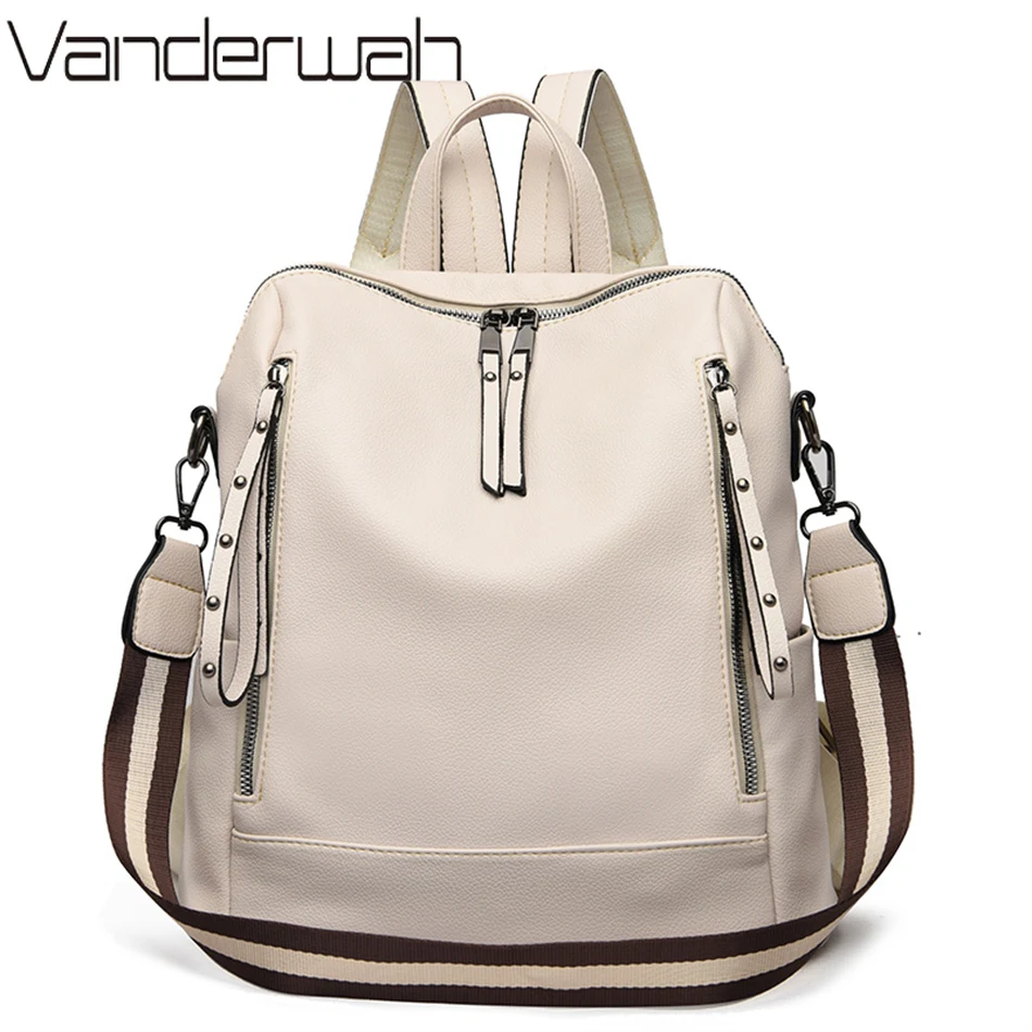 Luxury Bags Quality - ยี่ห้อกระเป๋าเป้สะพายหลังหนังนุ่มกันน้ำ Bagpack Preppy สไตล์นักเรียนกระเป๋า Mochila Feminina