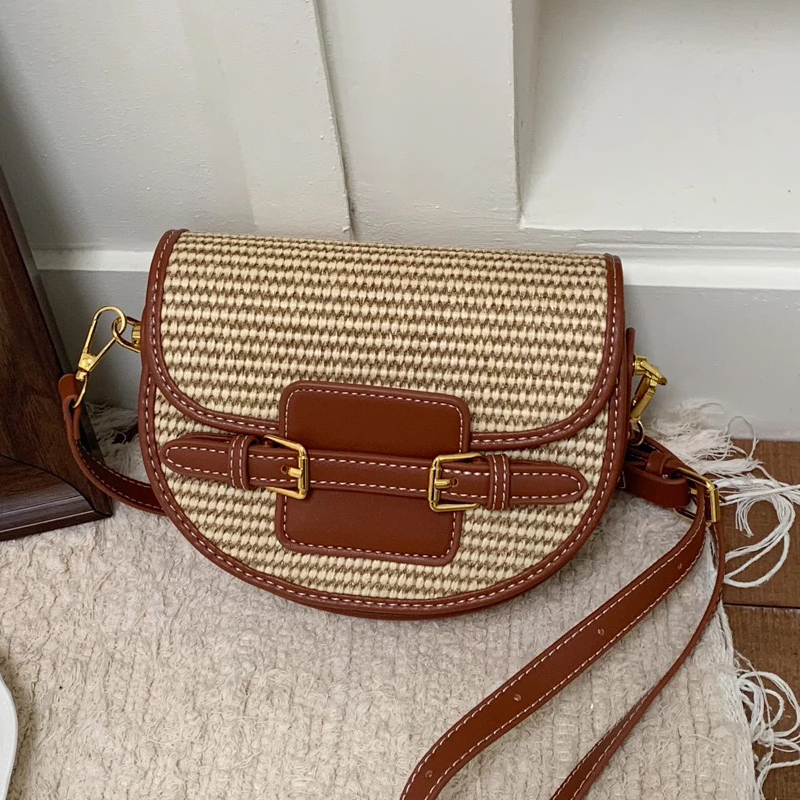 Luxury Bags Designer - กระเป๋าสะพายทรงอังกฤษขนาดเล็กสำหรับผู้หญิง กระเป๋าถือดีไซน์หรูหรา รุ่นใหม่ปี 2026 ทำจากวัสดุปาปิรัสถัก พร้อมสายสะพาย