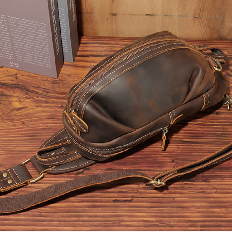 Luxury Bags Designer - กระเป๋าสะพายพาดลำตัวสะพายไหล่อเนกประสงค์ทำจากหนังแท้มีสายคล้องกระเป๋าคาดหน้าอกสำหรับผู้ชายดีไซน์แฟชั่นแบบหรูหราสำหรับกีฬากลางแจ้ง