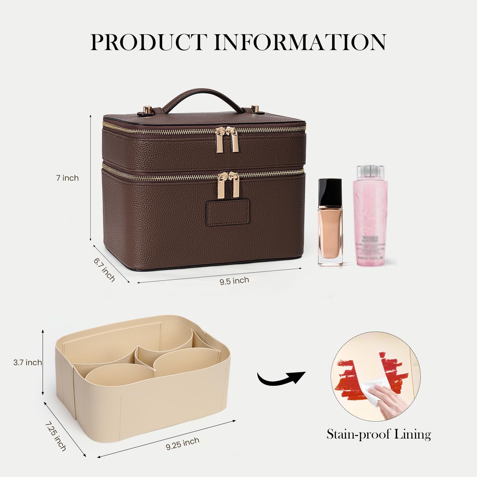 กระเป๋าเครื่องสำอางค์สองชั้นขน - Luxury Bags Quality บทวิจารณ์และราคา